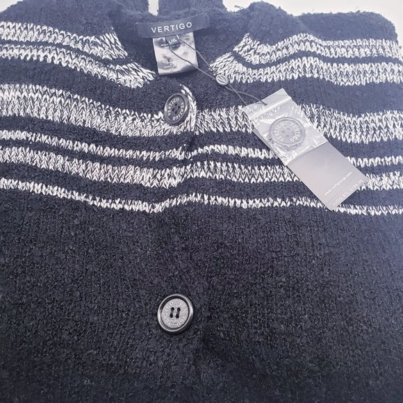 VERTIGO Striped Poncho Black & Gray Button-Up S/M & L/xL - Picture 3 of 9